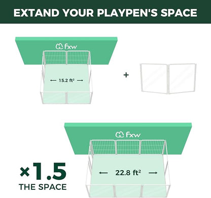 FXW AuraSpace Pro Acrylic Indoor Dog Playpen, Heavy-Duty with Metal Frame, 24" Height 2 Panels for Puppies & Small Dogs, White│Patented