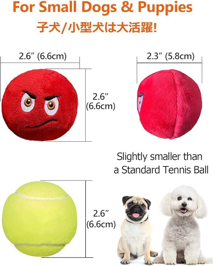 SCHITEC Squeaky Dog Toys, [6 Pack] Soft Stuffed Plush Balls with Squeakers, Interactive Fetch Play for Puppy Small Pets