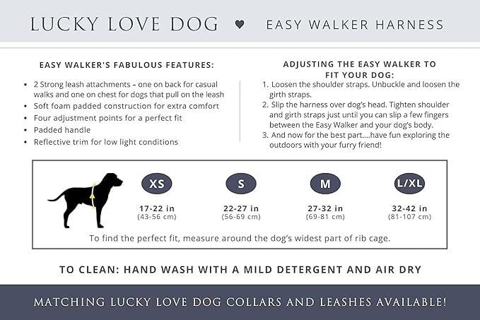 Lucky Love Dog No Pull Dog Harness, Adjustable and Easy to Walk, Cute Patterned Harness for Large Male & Female Dogs - Ladybird, Large