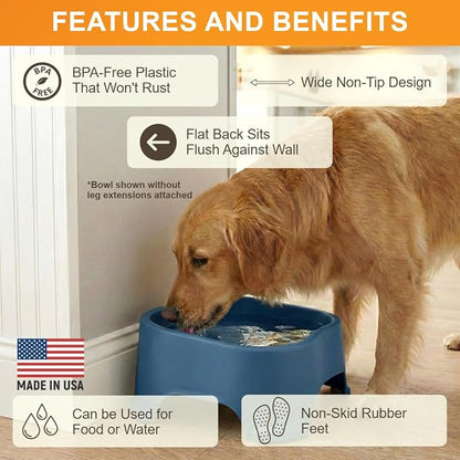 Neater Pet Brands Extra Large Water Bowl for Dogs, Elevated Outdoor Dog Water Bowl (2.25 Gallon XL Capacity), Big Trough Style Food Dish for Indoors or Outside, No Spill Large Dog Bowls, Dark Blue