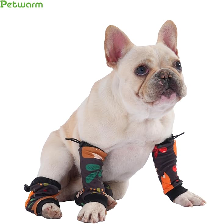 PetWarm Dog Recovery Sleeve 4pcs Set, Dog Leg Sleeve, Ideal for Comfort and Support During Pet Recovery, Suitable for Active or Support Recoverying Pet Use, Black Brown, L
