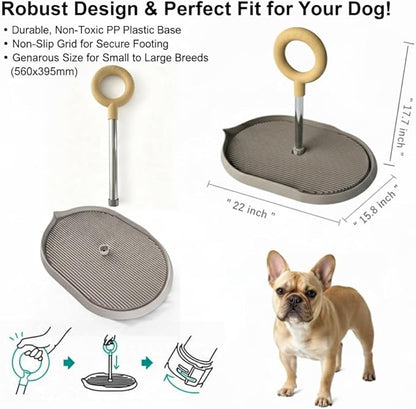 Dog Potty Tray with Handle, minandhua Indoor Puppy Potty Training Tray & Pee Pad Holder, Oval Design with Pour Spout & Non-Slip Grid, Easy-Clean for Small Medium Large Dogs (Brown)