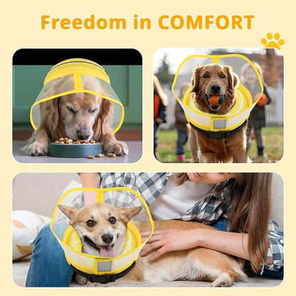 Soft Dog Cone Collar, Inflatable Cones Alternative After Surgery with Anti-Lick Shield, for Large/Medium/Small Dogs to Stop Licking, Elizabethan Neck Ecollars of Shame, Comfy Pillow E Recovery