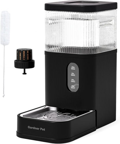 Gardner Pet 2.9 Gallon Automatic Dog Water Bowl Dispenser 11L Gravity Water Feeder with Stainless Steel Bowl & Maifan Stone Filter, BPA-Free for for Cats and Dogs (Black, 2.9 Gallon)