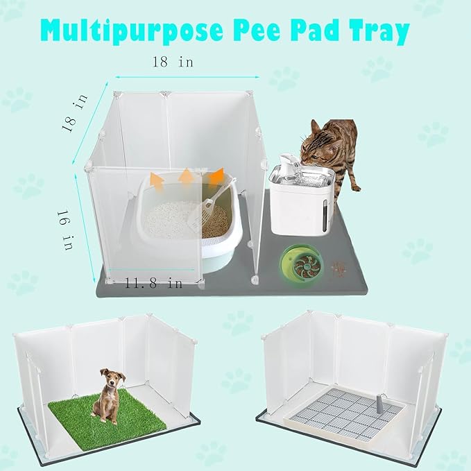 Dog Litter Box with High Walls,Indoor Dog Potty for Small to Medium Dogs,No Spill Pee Pad Holder Tray for Dogs Work with Most Training Pads and Easy to Clean.
