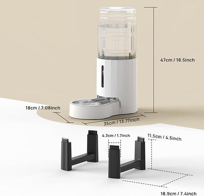 CZPET Elevated Dog Water Bowl Dispenser for Large Dogs,2.5 Gallon Tall Raised Pet Waterer Stand,Relieve Neck Pressure,Large Capacity and Drinking Area Noise-Free for Pets (9.5L+Stand,White)