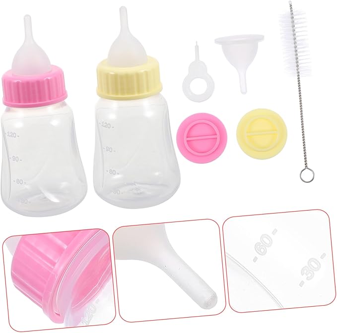 2PCS Kitten Milk Bottle Set Sturdy Cat Nursing Bottles Feeding Nipples for Kittens and Puppies for PET Feeding at Home