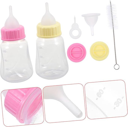 2PCS Kitten Milk Bottle Set Sturdy Cat Nursing Bottles Feeding Nipples for Kittens and Puppies for PET Feeding at Home