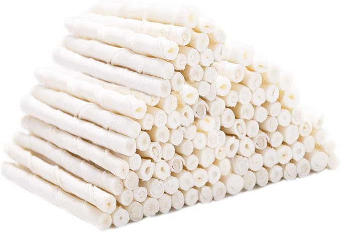 MON2SUN Dog Rawhide Twist Sticks Natural 5 Inch Thin Sticks Rawhide Chews Treats for Puppy and Small Dogs 120 Count