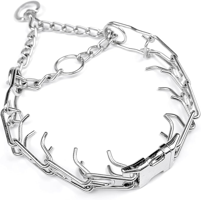 Dog Training Collar, Adjustable Dog Pinch Collar with Quick Release Buckle, No Pull Collar for Small Medium Large Dogs, Extra Link and Caps (S (Neck: 13"-17'' 2.25mm))