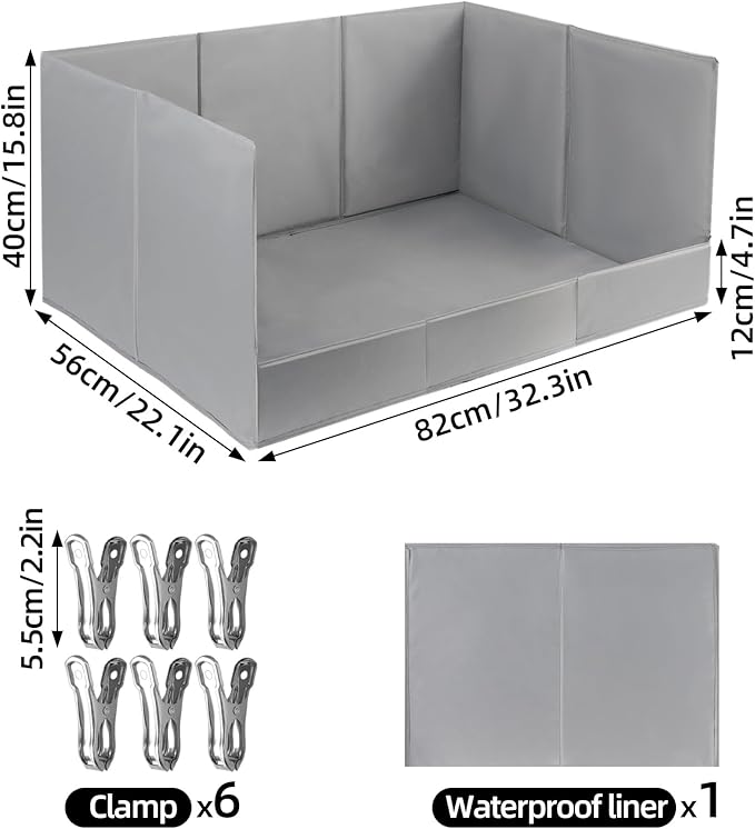 Dog Pee Pad Holder with High Walls, 32.3"x22"x15.7" No-Splash Indoor Dog Potty Box with 6 Clamps, No Assembly Foldable Potty Training Toilet for Large Small Medium Dogs Puppy Potty(Gray2)
