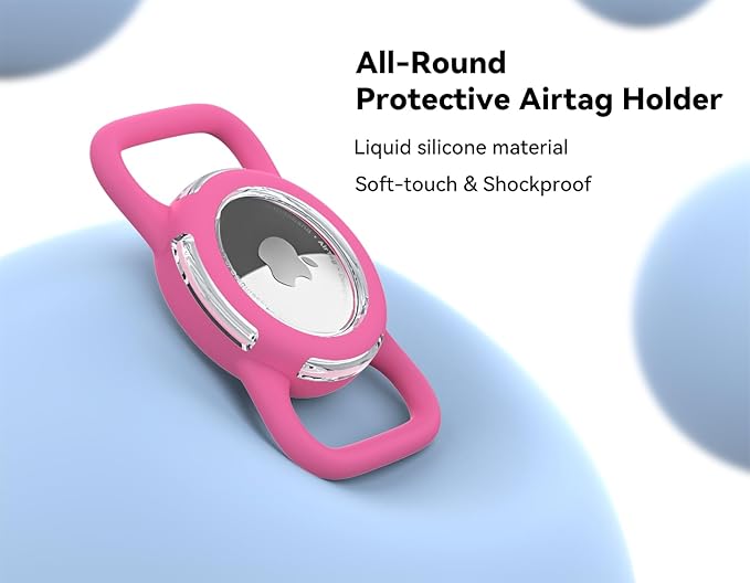 Waterproof Airtag Holder for Dog Collar, Soft Full-Body Protective Airtag Holder for Dog & Cat Collars, Ultra-Durable, Easy Installation, Lightweight Clear Airtag Case (Rose, Regular)