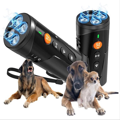 Dog Bark Deterrent Device [2025 Upgrade] – 3-in-1 Ultrasonic Anti Barking Device & Dog Training Aid – Stop Barking Tool with Flashlight & Beep Mode – Portable & Humane 25ft Range (Safe