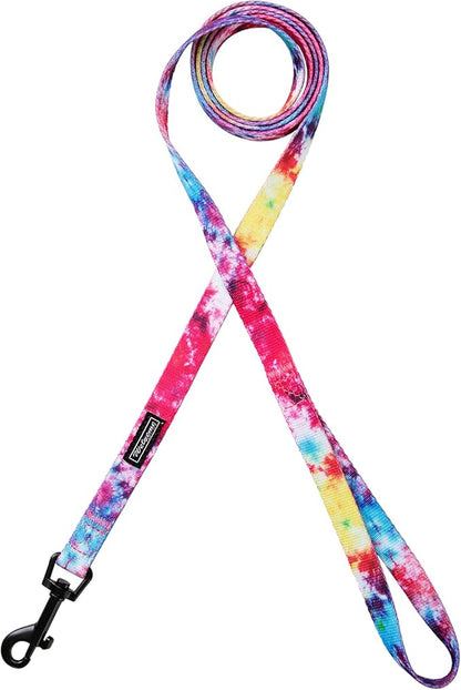 Tie Dye Dog Collar Pet Funny Dog Leash Set for Small Medium Large Dogs Tie Dye Collars (S(9.8'' - 12''))