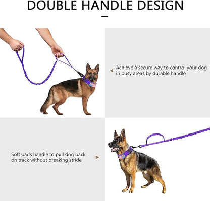 DAGANXI Tactical Dog Collar, Adjustable Military Training Nylon Dog Collar with Control Handle and Heavy Metal Buckle for Medium and Large Dogs, with Patches and Airtags Case (Purple-Set, M)