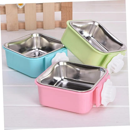 Milisten Stainless Steel Pet Feeding Bowl Fixed Hanging Water Bowl for Cage Removable for Easy Cleaning Blue s Size
