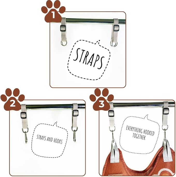 Paws n' Cradle Dog Grooming Hammock Harness for Dogs & Cats-Complete Kit with Adjustable Leg Fittings, Comb, Nail Clipper, File, Hook & Loop Strap, Adjustable Hanging Straps & Snap Hooks (Extra Large)