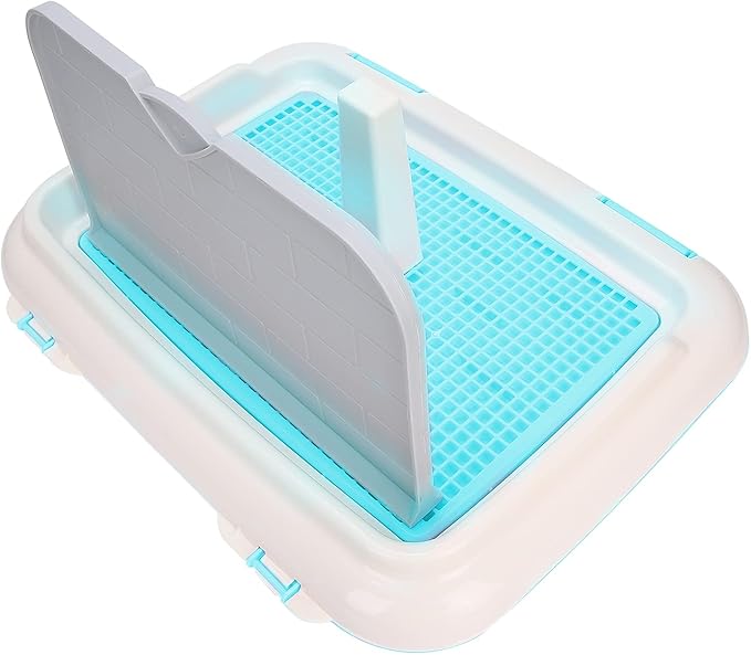 HUIOP Dog Toilet, Prevent Torn Nappy Pads, Ideal for Small Dogs, Simulated Wall Design, Suitable for Male, Keep Feet Dry, 1L Urine Absorption Busy Owners Pet Toilet (Blue)