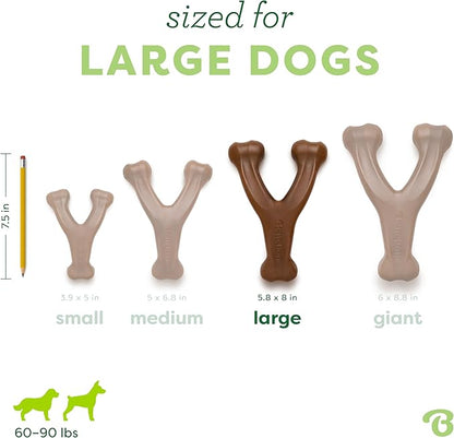 Benebone Wishbone Durable Dog Chew Toy for Aggressive Chewers, Real Peanut, Made in USA, Large