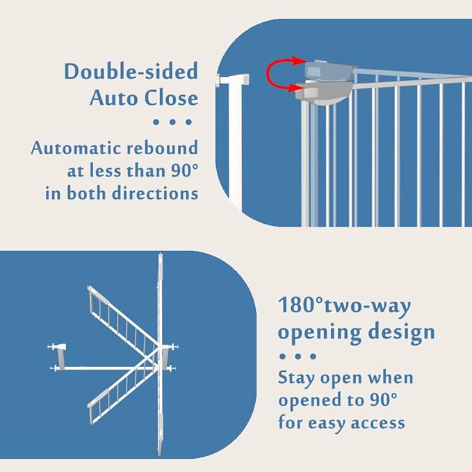 DEARBB Triple Lock Baby Gate for Stairs Doorways and House 31" to 86" Extra Wide Pressure Mounted Easy Walk Through Auto Close Safety Pet Gate White 31.1-35.03"