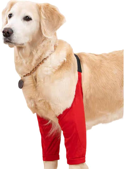 HDKUW Dog Elbow Protector, Dog Front Leg Recovery Sleeve for Prevent Licking Wound, Elbow Sleeves with Mesh Pad for Medium Large Dogs Red XL