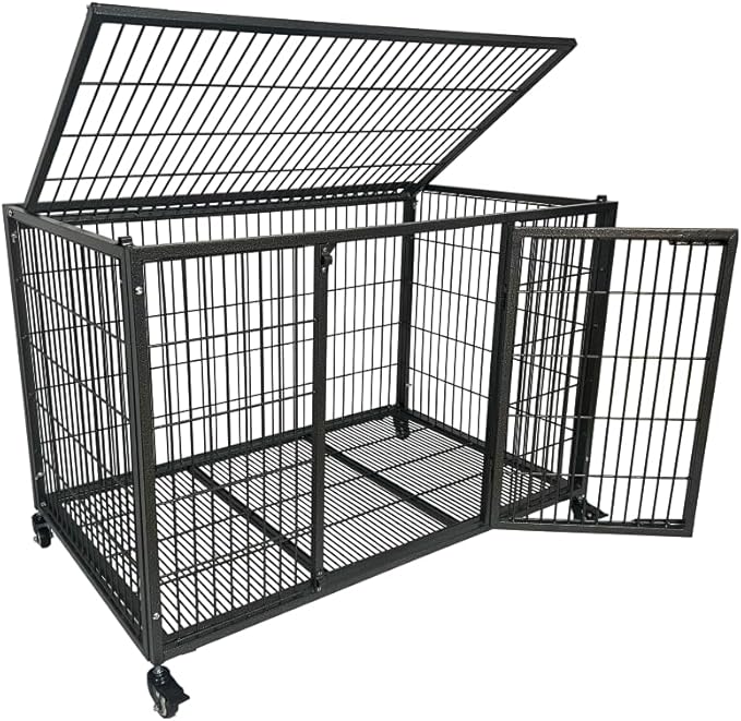 BOLDBONE 37 inch Heavy Duty Wire Dog Crate Cage Kennel for Large Dogs, High Anxiety Dog Crate with Removable Wire Trays and Wheels, Extra Large XL XXL
