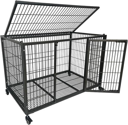 BOLDBONE 37 inch Heavy Duty Wire Dog Crate Cage Kennel for Large Dogs, High Anxiety Dog Crate with Removable Wire Trays and Wheels, Extra Large XL XXL