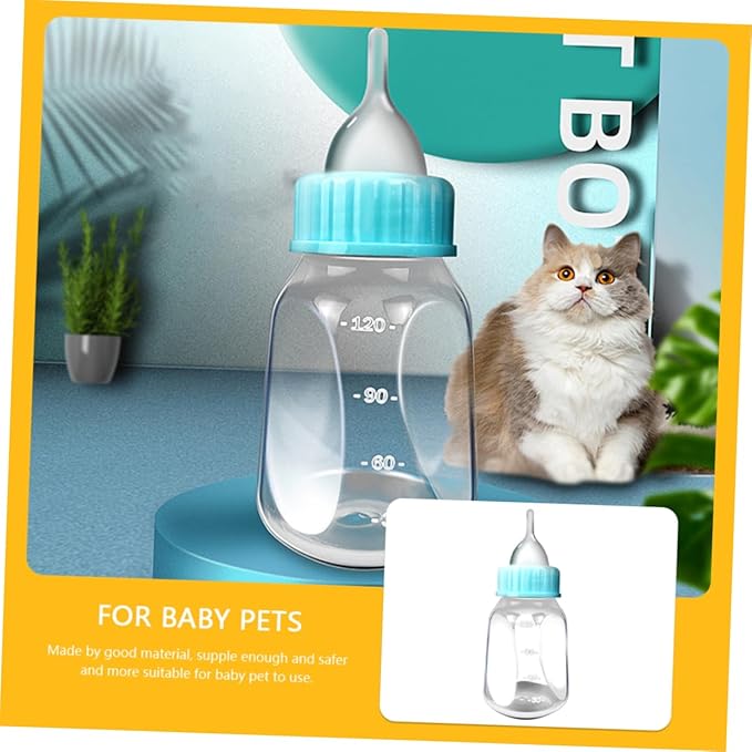 VANZACK 2pcs Kitten Milk Bottles for Newborn Cats Silicone Nursing Container with Measurement Scale Leak-Resistant Feeding Tool for Small Animals Durable and Safe Design