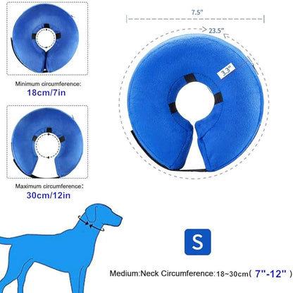 VST Comfortable Inflatable Cone Collar for Dogs,Adjustable Soft Pet Recovery Collar Prevent Pets from Touching Biting Scratching at Injuries Wounds (S)