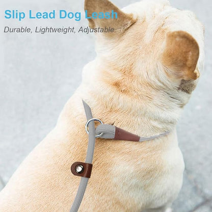 MayPaw Slip Lead Control Leash for Dogs No Pull, 13+ Colors Classic Dog Lead 7FT Pet Slip Leash, 1/4” Rope Leashes for Small Medium Animals (7ft*1/4", Gray)