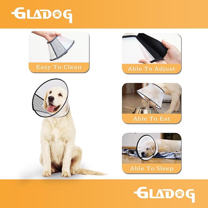 Soft Dog Cone Collar, 2 PCS (for Exact Size) Flexible Plastic Cone for Dogs After Surgery, Dog Recovery Collar, Adjustable E-Collar for Large/Medium/Small Dogs Cat, Comfy Elizabethan Collar (XL)