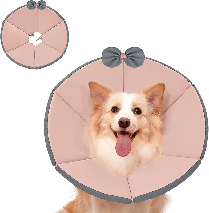 MAXFUT Soft Dog Cone Collar,Foam Cone for Dogs to Stop Licking After Surgery,Non Inflatable Dog Donut Cone (Pink, XL)