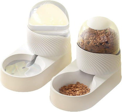 Dog Automatic Feeders, Pet Automatic Food Feeder and Drinker Dog Travel Supplies Feeder and Drinker For Cat Rabbit Pet Animal (Pearl White)
