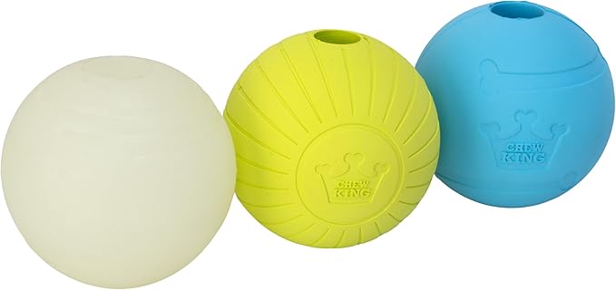 Chew King by Mammoth Glowing Fetch Ball, Dog Ball Toys, 2.5" Combo