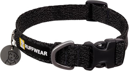Ruffwear, Front Range Flex Dog Collar, Soft Engineered Knit for Everyday Walks, Lightweight Adjustable with Aluminum V-Ring, Integrated ID Tag Silencer, Quick Release Buckle, Basalt Gray, 9"-11"