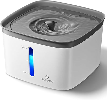 Cat Water Fountain, 135oz/4L Ultra Quiet Dog Water Bowl Dispenser, Instant Clean Vortex Design, Pet Water Fountain with Filter, Cats Dogs Pets Fountain for Drinking Automatic with LED Light (Gray)