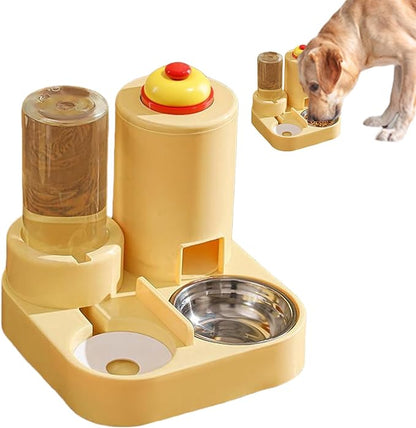 Feeding Bowl Set - Dog Water Dispenser, Detachable Food Bowl with Bell with Sturdy Construction, Animal Accessory Featuring Convenient Design, Wet and Dry Feeding Solution for Small Medium Pets