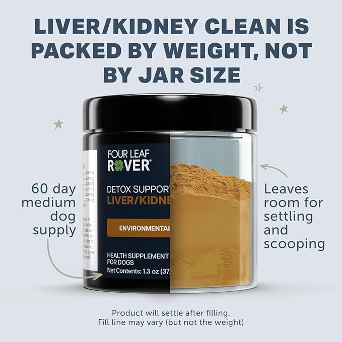 Four Leaf Rover Dog Liver Support - with Organic Milk Thistle & Mushrooms - with Kidney Support - Detox & Cleanse - Veterinarian Formulated
