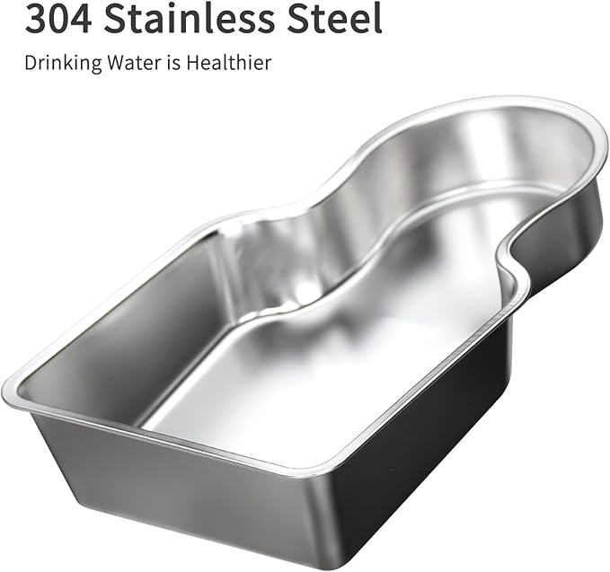 RIZZARI Stainless Steel Pet Water Feeder: 9L Gravity Leak-Proof Auto Refill Water Dispenser - 304 Stainless Steel Bowl - Hygienic & Rust-Resistant - No Filter - for 30-60 LB Dogs - Home/Office