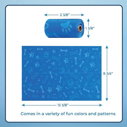 Best Pet Supplies Dog Poop Bags (240 Bags) for Waste Refuse Cleanup, Doggy Roll Replacements for Outdoor Puppy Walking and Travel, Leak Proof and Tear Resistant, Thick Plastic - Blue (Unscented)