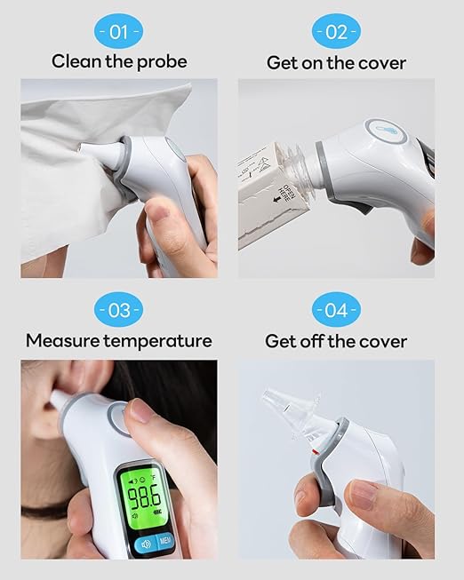 femometer 100 Counts Ear Thermometer Probe Covers, Refill Caps, Lens Filters, BPA Free and Disposable Ear Thermometer Cover Caps