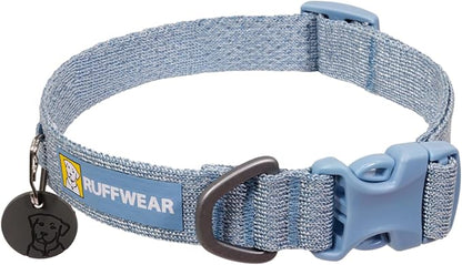 Ruffwear, Front Range Flex Dog Collar, Soft Engineered Knit for Everyday Walks, Lightweight Adjustable with Aluminum V-Ring, Integrated ID Tag Silencer, Quick Release Buckle, Polar Blue, 11"-14"