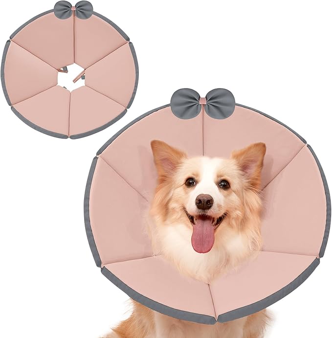 MAXFUT Soft Dog Cone Collar,Foam Cone for Dogs to Stop Licking After Surgery,Non Inflatable Dog Donut Cone (Pink, XXXL)