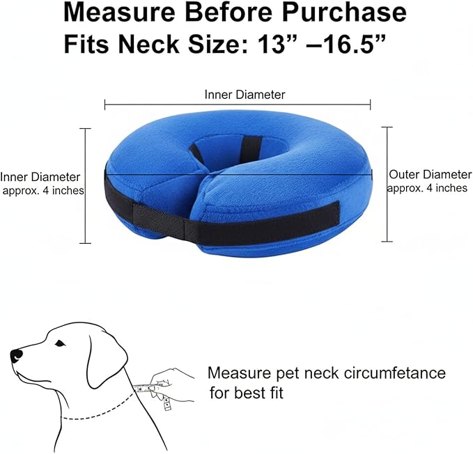 Inflatable Dog Cone Collar Alternative, Soft Dog Cone for Medium Large Dogs and Cats,Pet Neck Recovery ECollar Donut Collar After Surgery (Blue, M2)