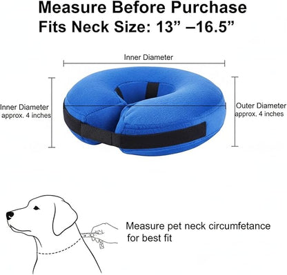 Inflatable Dog Cone Collar Alternative, Soft Dog Cone for Medium Large Dogs and Cats,Pet Neck Recovery ECollar Donut Collar After Surgery (Blue, M2)