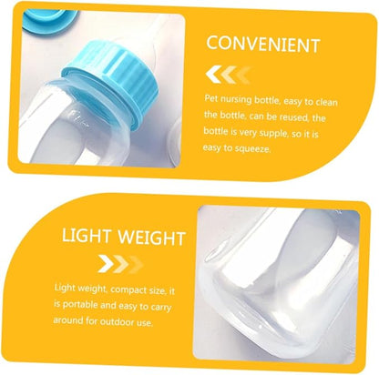 Totority 2Pcs Cat Feeder Bottles Kitten Nursing Milk Container with Clear Scale Soft Silicone for Puppies Rabbits Portable Lightweight Pet Feeding