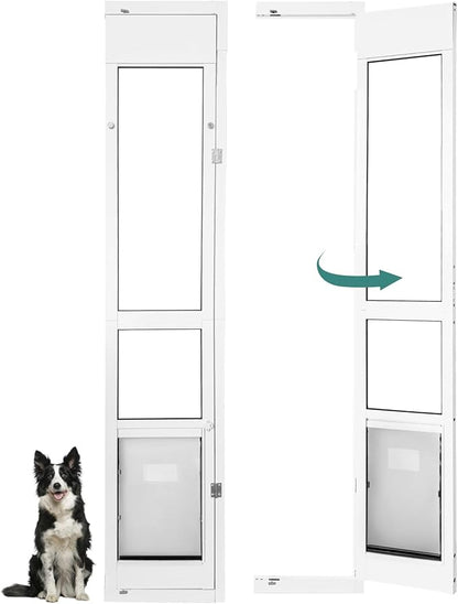 Large Dog Door for Sliding Glass Door - Right Open Amount from Inside - Overall Size: 81 3/4 Inch x 16 1/8 inch, Flap Size: 11.5"(W) x 16.5"(H)