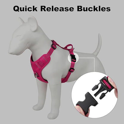 Plutus Pet No Pull Dog Harness, Reflective Adjustable Dog Vest Harness with Handle, Escape Proof, Soft Padded for Small Medium Large Dogs (Hot Pink, S)