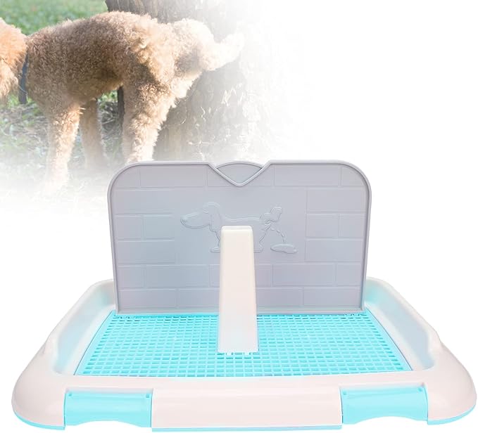 TITA-DONG Puppy Training Toilet Tray, Cat Potty Fence, Dog Scheduled Urination Pad Holder for Small and Medium Dogs (Blue)