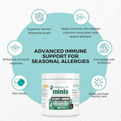 Nootie Progility Mini Allergy & Immune Supplement for Small to Medium Dogs – Advanced Immune Support for Everyday Wellness & Seasonal Allergies, Soft Chews (60 Count)